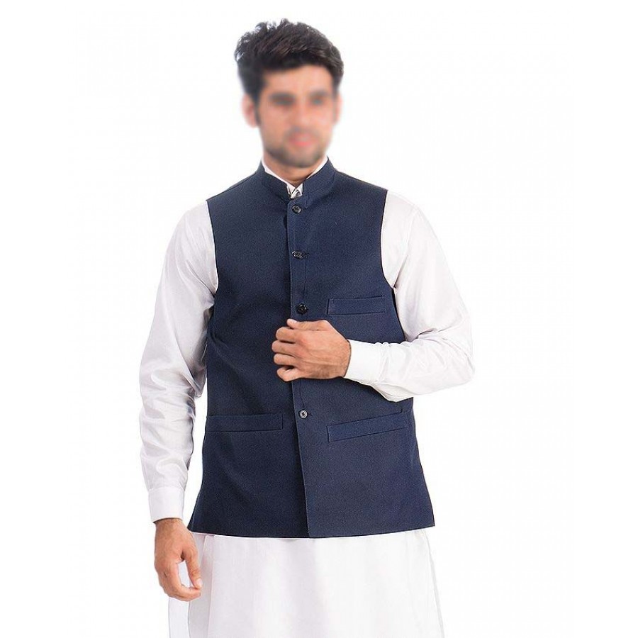 Kamaal Khan Navy Blue West Coat For Men - KK-30